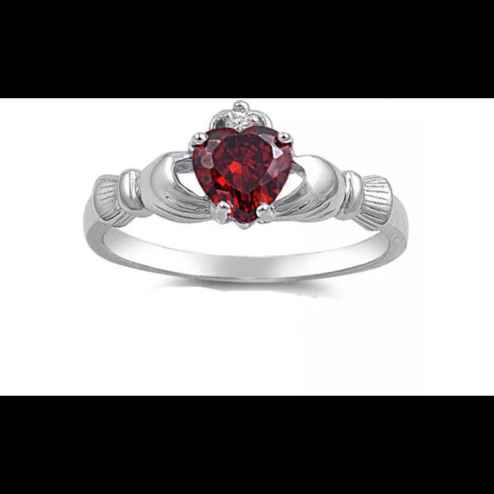 Heart shape garnet 925 silver Ring 10